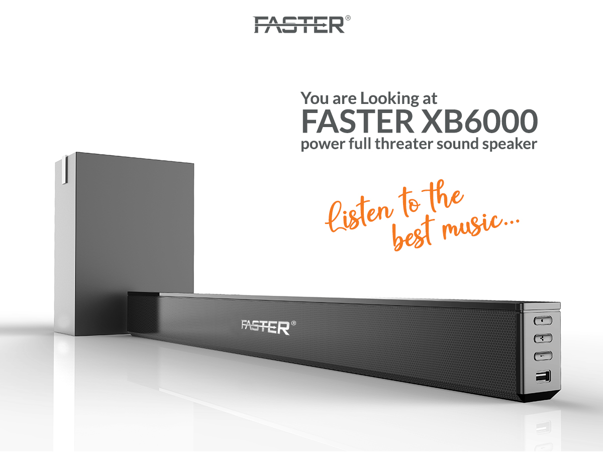 FASTER XB6000 2.1CH Wired Bluetooth SoundBar with SubWoofer 60W