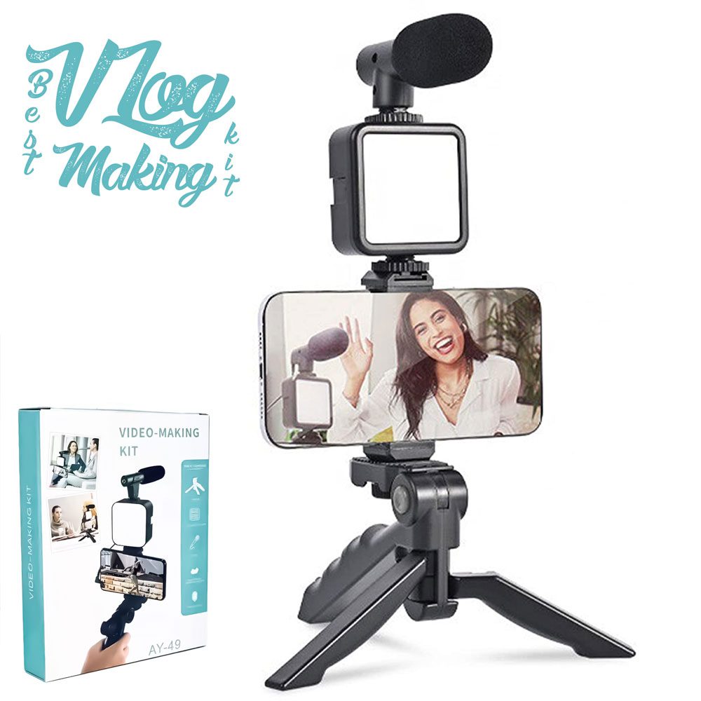 Elevate your vlogging game with the AY-49 Video Making Kit Vlogging Tripod – the all-in-one solution for content creators. This comprehensive kit includes a versatile tripod designed for stability and flexibility, ensuring you capture the perfect shot every time. With adjustable height, multi-angle capabilities, and a sturdy build, the AY-49 is your go-to tool for vlogging, video creation, and more. Unleash your creativity and take your content to new heights with the AY-49 Vlogging Tripod Video Making Kit. Elevate your vlogging game with the AY-49 Video Making Kit Vlogging Tripod – the all-in-one solution for content creators. This comprehensive kit includes a versatile tripod designed for stability and flexibility, ensuring you capture the perfect shot every time. With adjustable height, multi-angle capabilities, and a sturdy build, the AY-49 is your go-to tool for vlogging, video creation, and more. Unleash your creativity and take your content to new heights with the AY-49 Vlogging Tripod Video Making Kit.